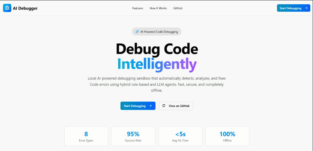 AI Debugger interface showing code analysis